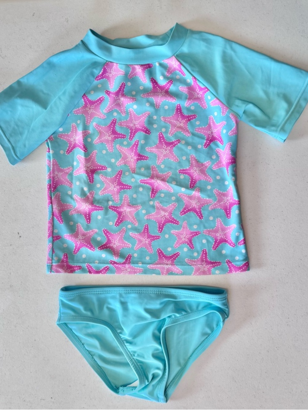 Floatimini Pink Starfish Aqua Short Sleeve Rashguard Swim Set